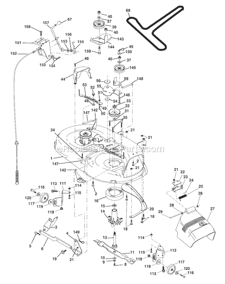 Page J Diagram and Parts List for WE16542E  Weed Eater Lawn Tractor